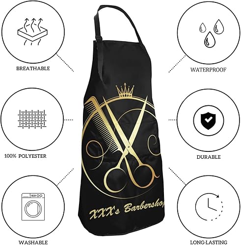 Miniatura 4 de Delantal de peluquería personalizado para hombres y mujeres, delantal de peluquería personalizado con bolsillos, delantal personalizado para salón