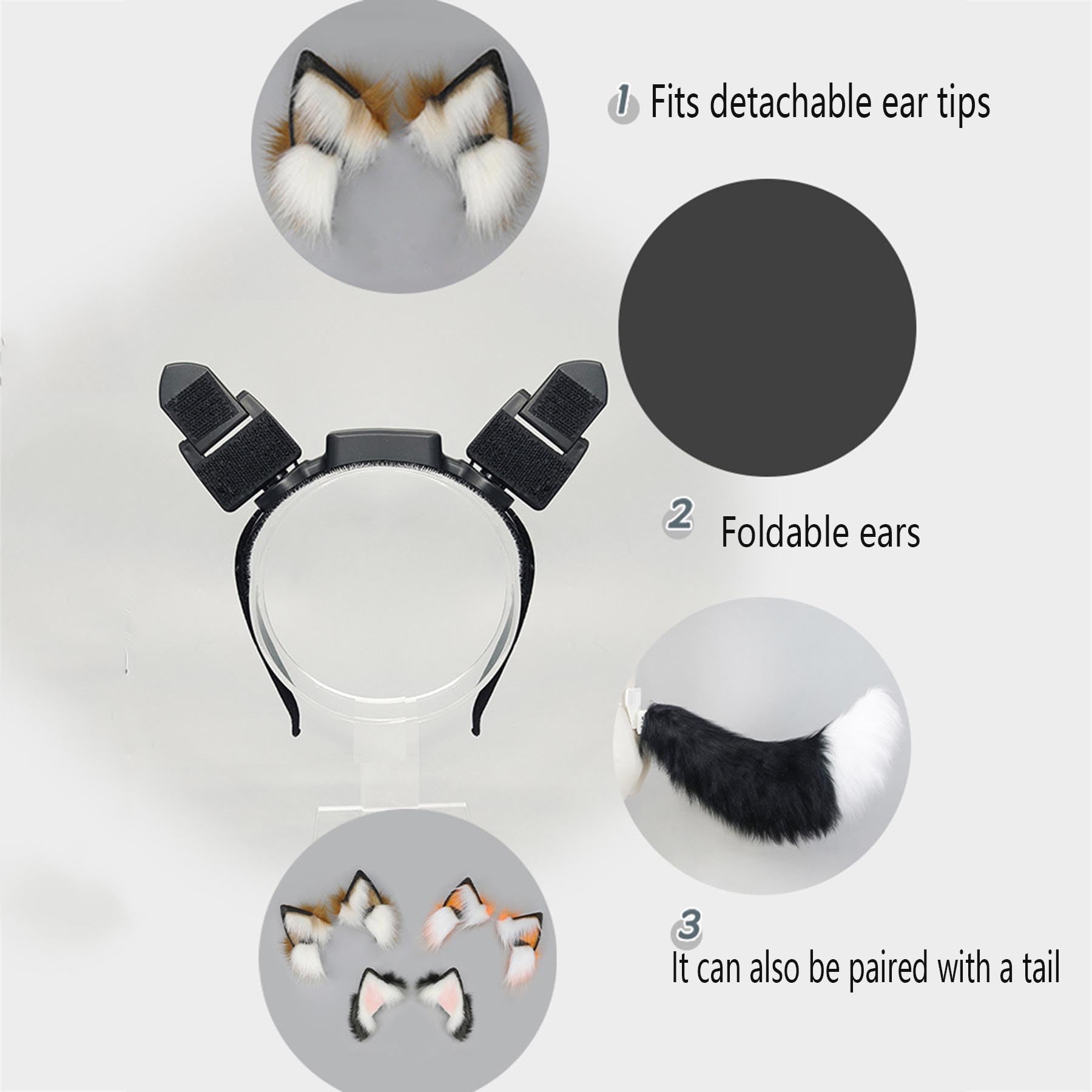 Diadema eléctrica recargable con orejas de gato para cosplay, diadema de peluche con orejas animal, tocado con orejas de personaje anime, para fiestas disfraces, juegos de rol