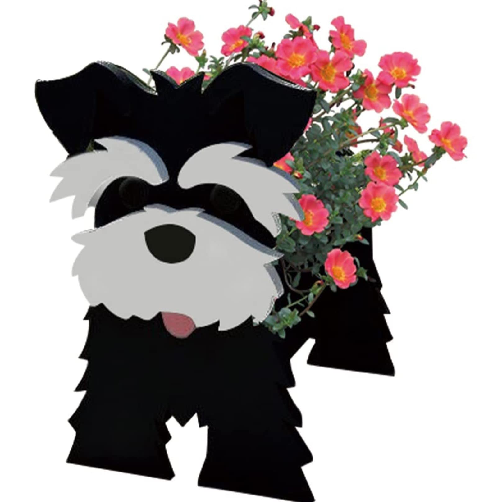 TTiiLoe Cute Dog Planter, Schnauzer Plant Pots, PVC Herb Garden Flower Pots, Dog Cartoon Shaped Plant Container Holder, Gifts for Pet Lovers, 43x25cm/16.92x9.84in