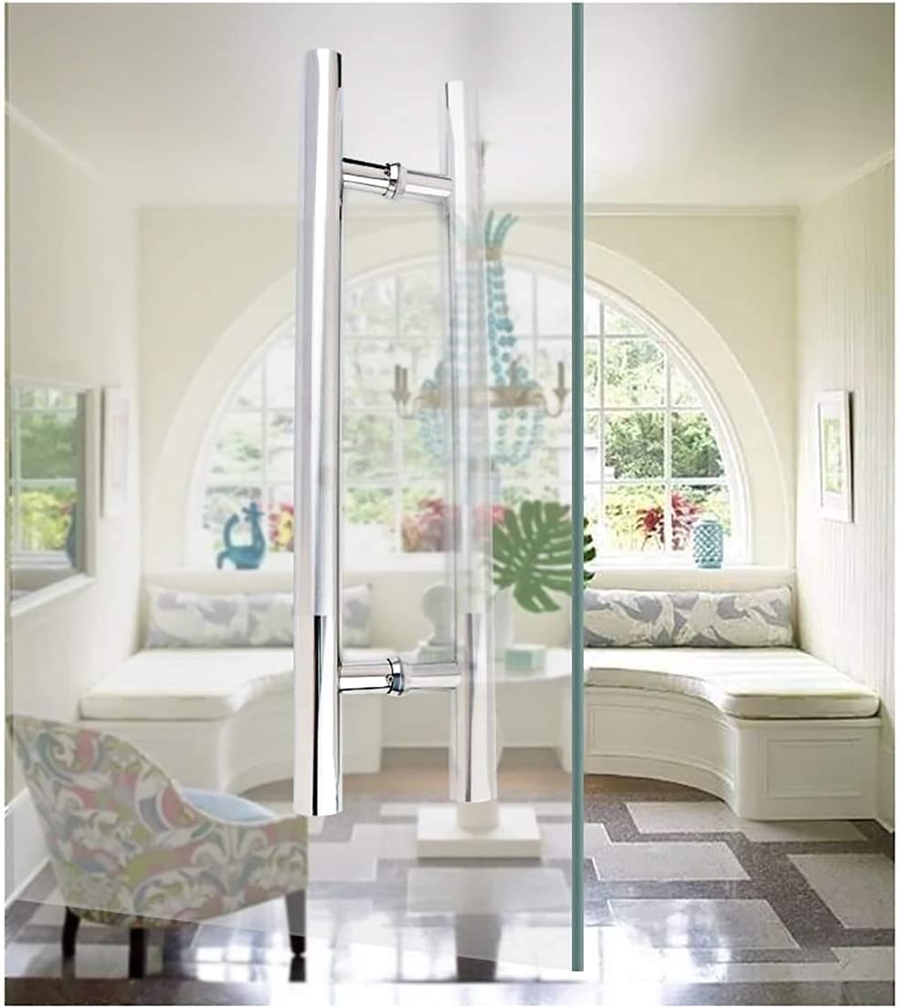 Door Handle Door Handle,Thick Stainless Steel Round Tube Commercial Push-Pull Door Handle,Bathroom Shower Door Handle,Glass Sliding Door Handles,Barn Door Handl, 600×400mm
