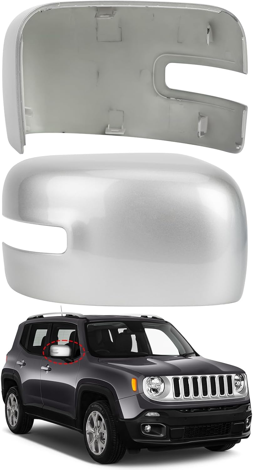 Driver & Passenger Side Mirror Cover Replacement for Jeep Renegade 2015 2016 2017 2018 2019 - Left & Right Side Mirror Covers, Rear View Mirror Cap Accessories Textured, Without Lamp