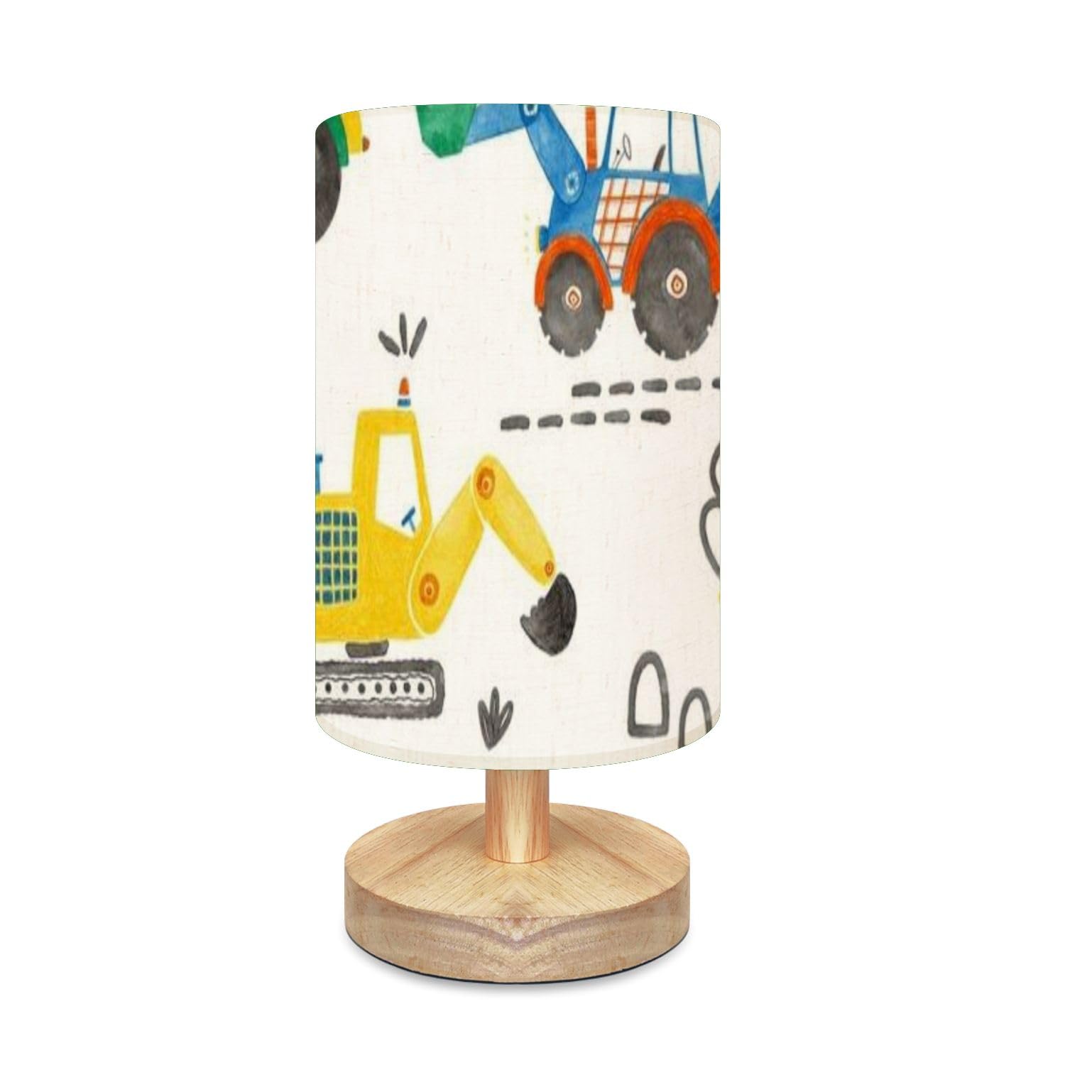 Bedside Table Lamp Beautiful childish seamless pattern hand drawn watercolor kid s toys Dimmable Desk Lamp with Flaxen Fabric Shade Wood Base Nightstand Lamp Small Lamp for Bedroom Living Room Home
