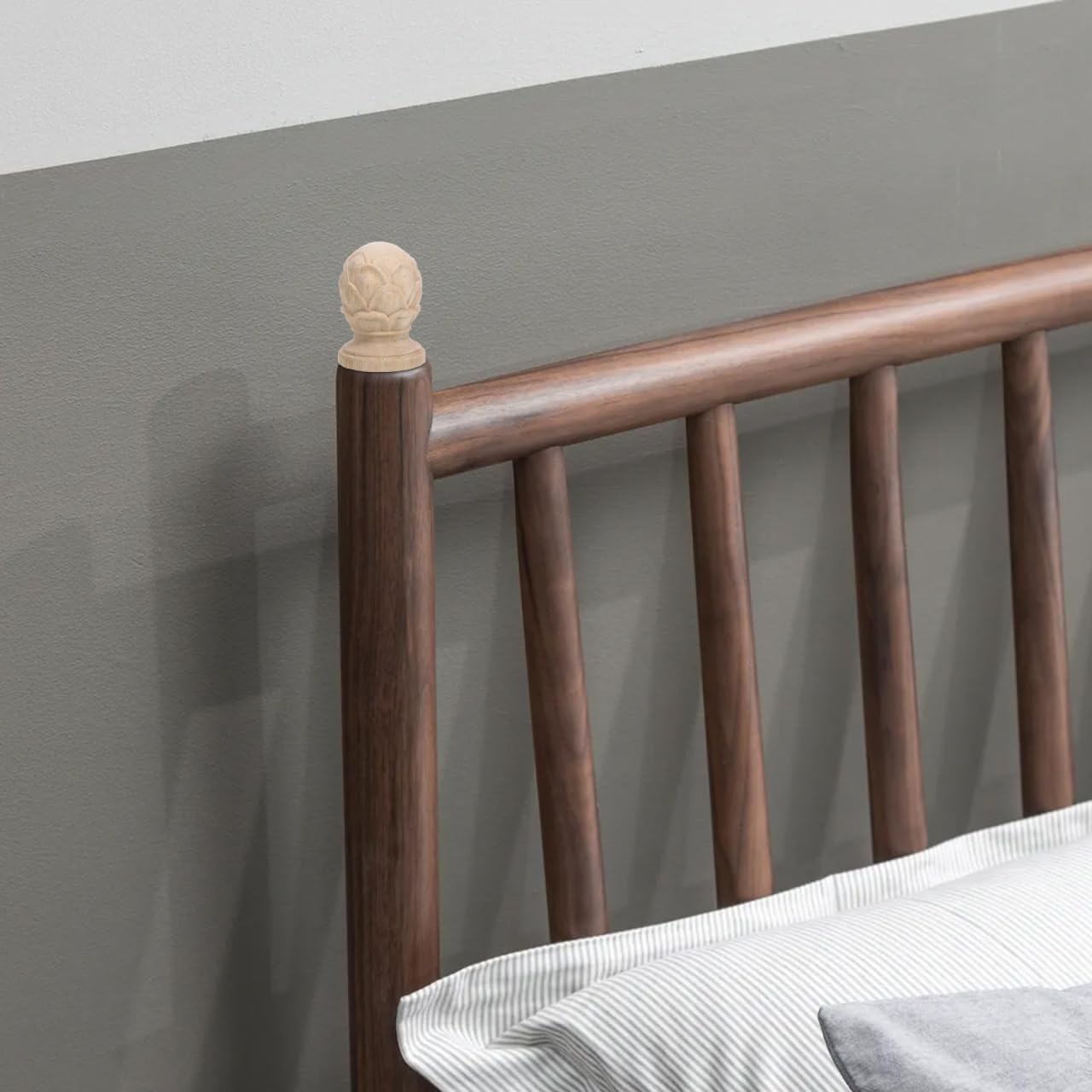 Kisangel Pineapple Curtain Rod Finial Solid Wood Carved Bed Post Decorative Finial for Staircases and Furniture European Style Home Decor Accent 2.36 X 1.69 X 1.69 in