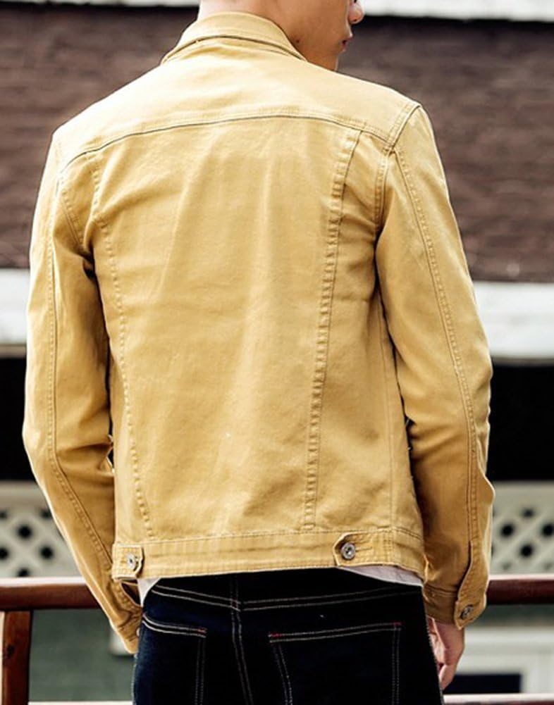 Kedera Men Denim Jacket Casual Slim Fit Button Down Biker Jeans