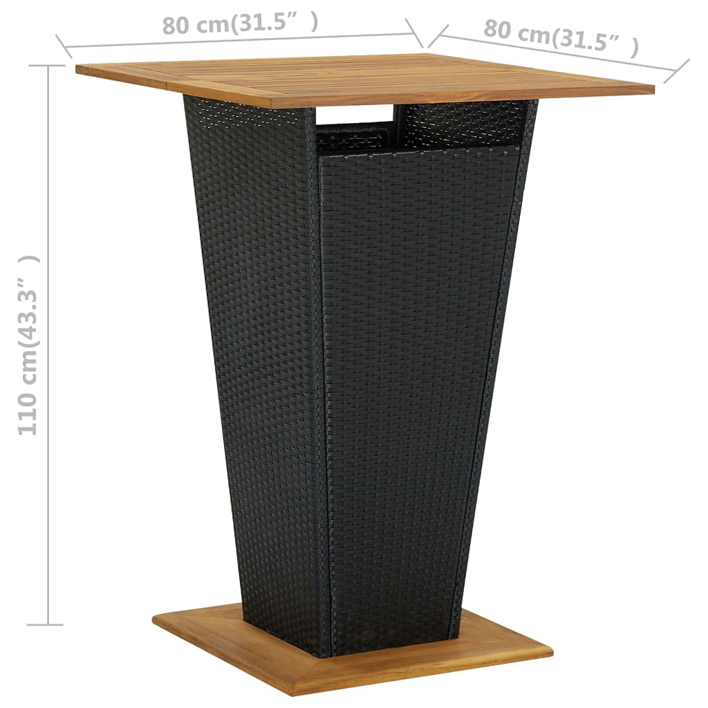 vidaXL Ensemble de Bar de Jardin 9 pcs et Coussins Résine tressée Noir