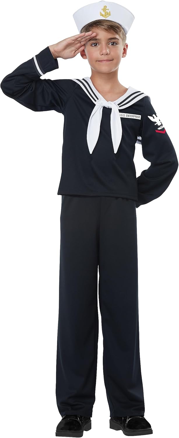 Amazon.com: California Costumes Boys Navy/Sailor Boy Child Costume Black,  Extra Small : Toys & Games