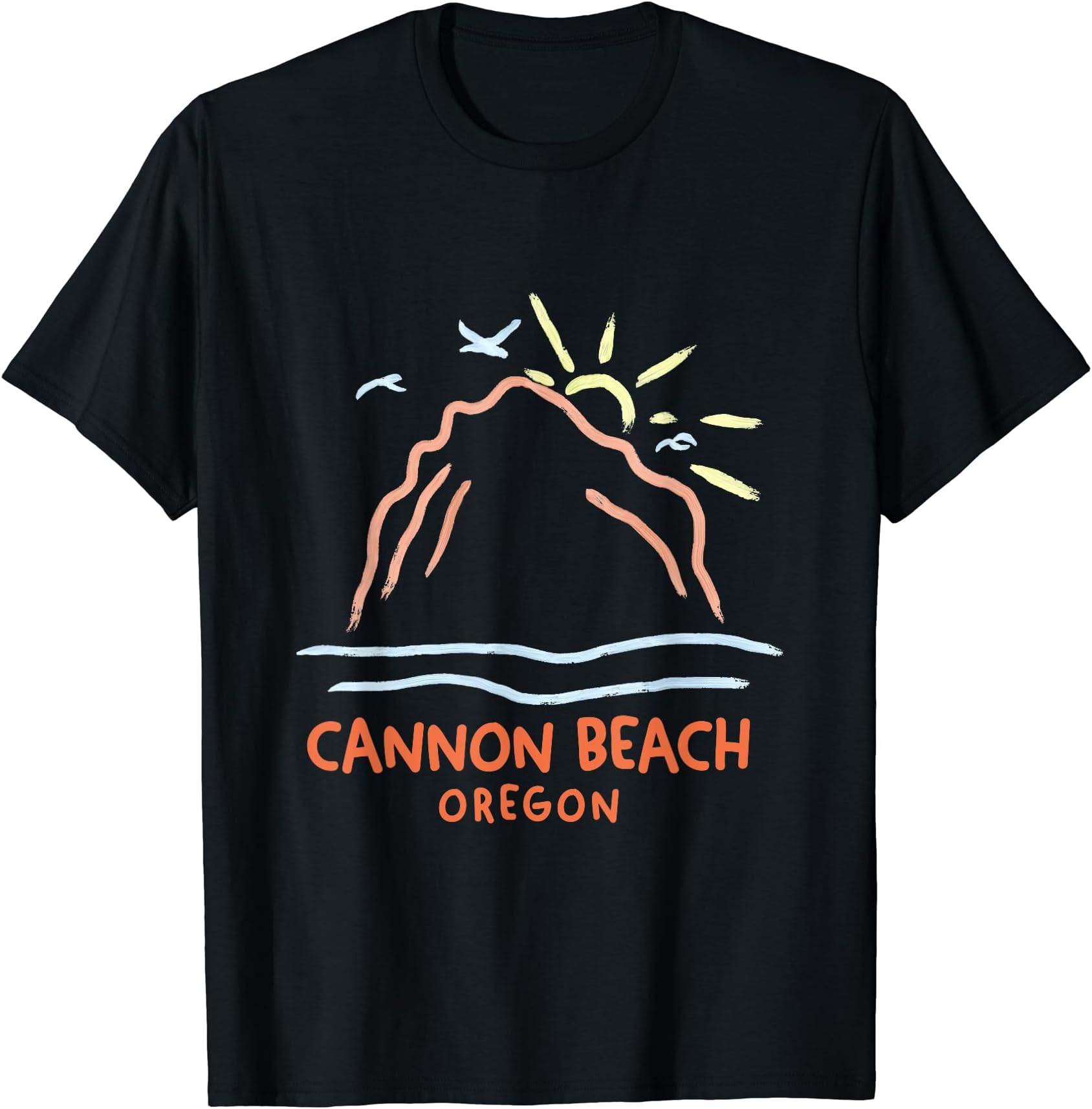 Funny Cannon Beach Oregon Souvenir Haystack Rock Minimalism T-Shirt