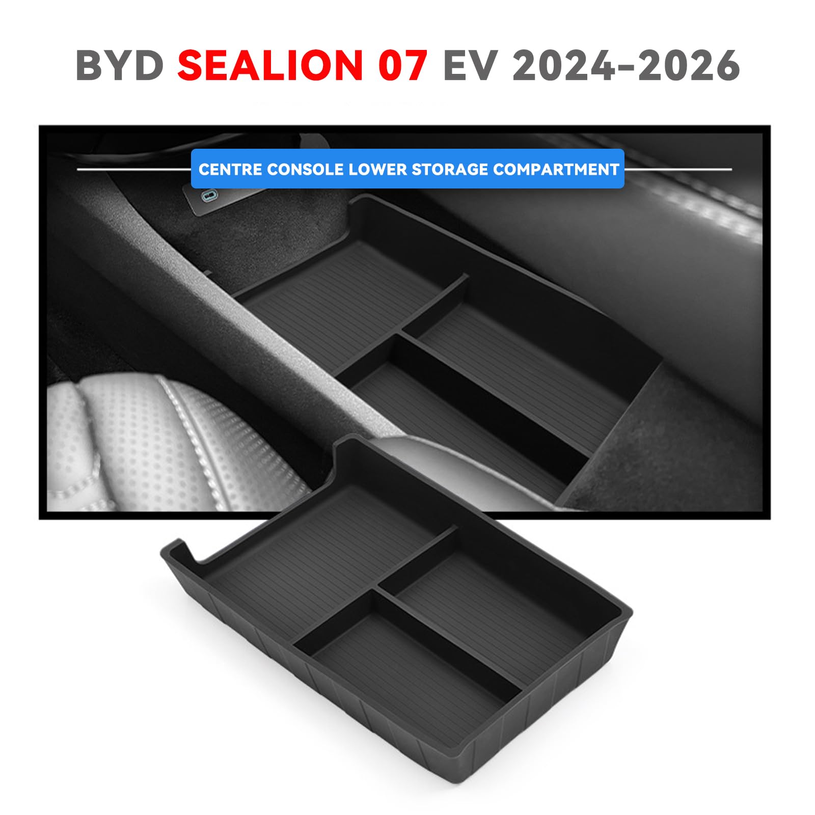 JULIK Sottoscatola per la console centrale per BYD Sealion 07 EV 2024-2026 - Scatola portaoggetti con TPE antiscivolo per cellulare, monete e chiavi