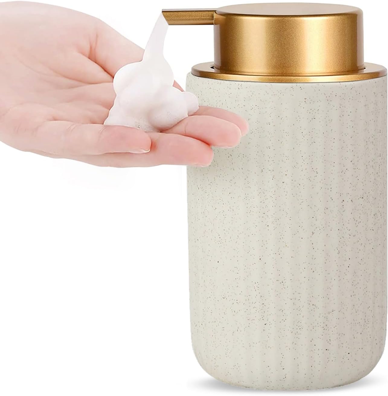 Ceramic Foam Hand Soap Dispenser - 10.15 oz Foaming Soap Dispenser Hand Pump Dispenser, Ceramic Dish Liquid Dispenser for Kitchen, Hand Wash Bottle Bathroom thumbnail