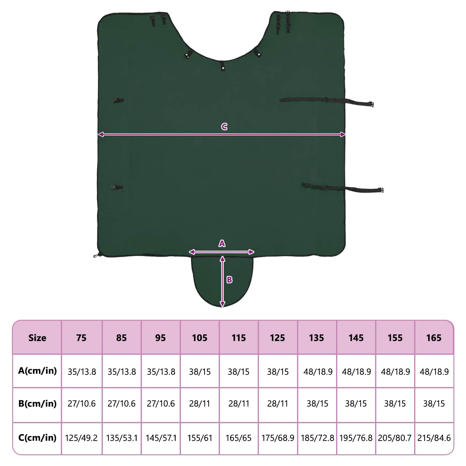 Pferdedecke Dunkelgrün 135 cm Polyester Warm Winter Pferdedecke Weide Outdoor Stall Reißfest Atmungsaktiv Wasserdicht Schutz Für Pony Fohlen Warmblut Vollblut