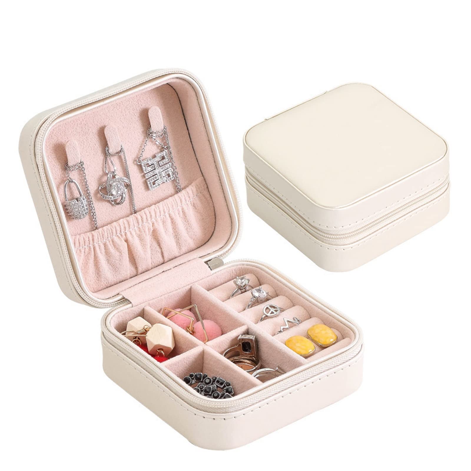 Scatola portagioie Organizzatore di scatole for gioielli, scatola for gioielli in pelle PU a strato singolo, scatola for gioielli da viaggio, portatile, organizer for orecchini e bracciali, orecchini