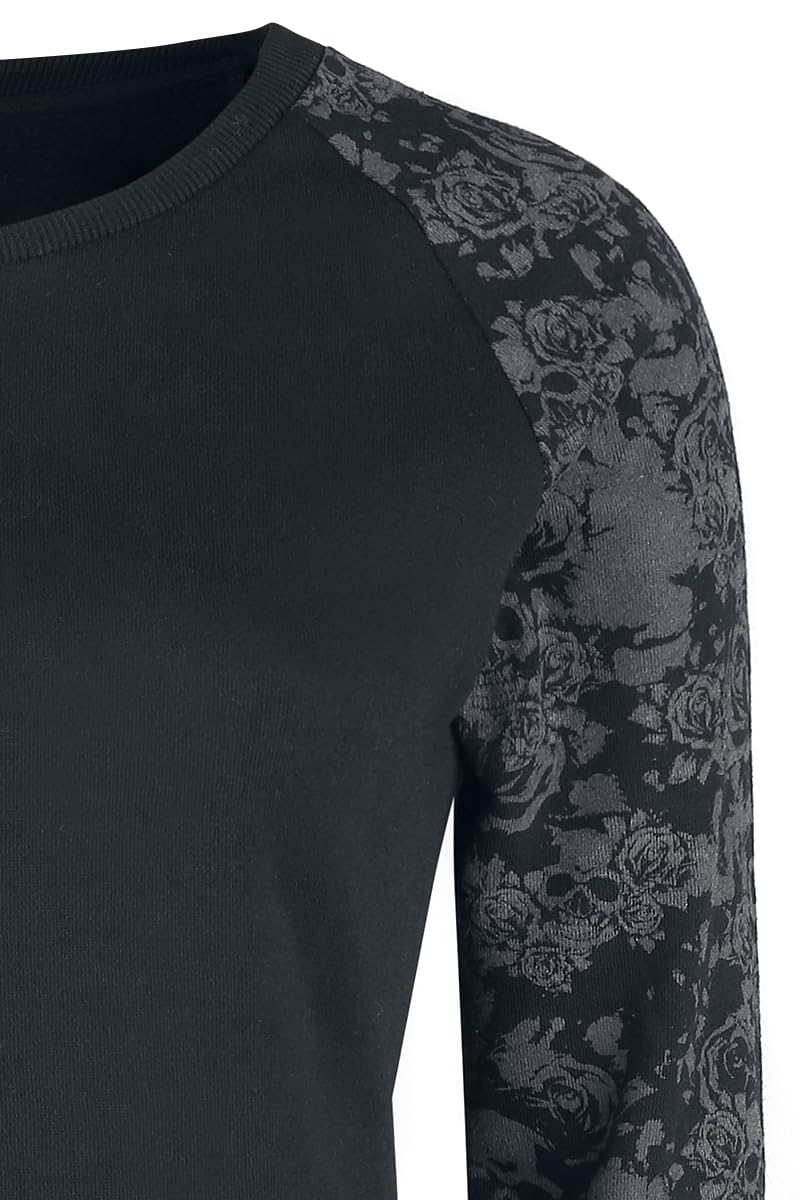 Black Premium by EMP Damen schwarzes Langarmshirt mit abgesetzten Ärmeln