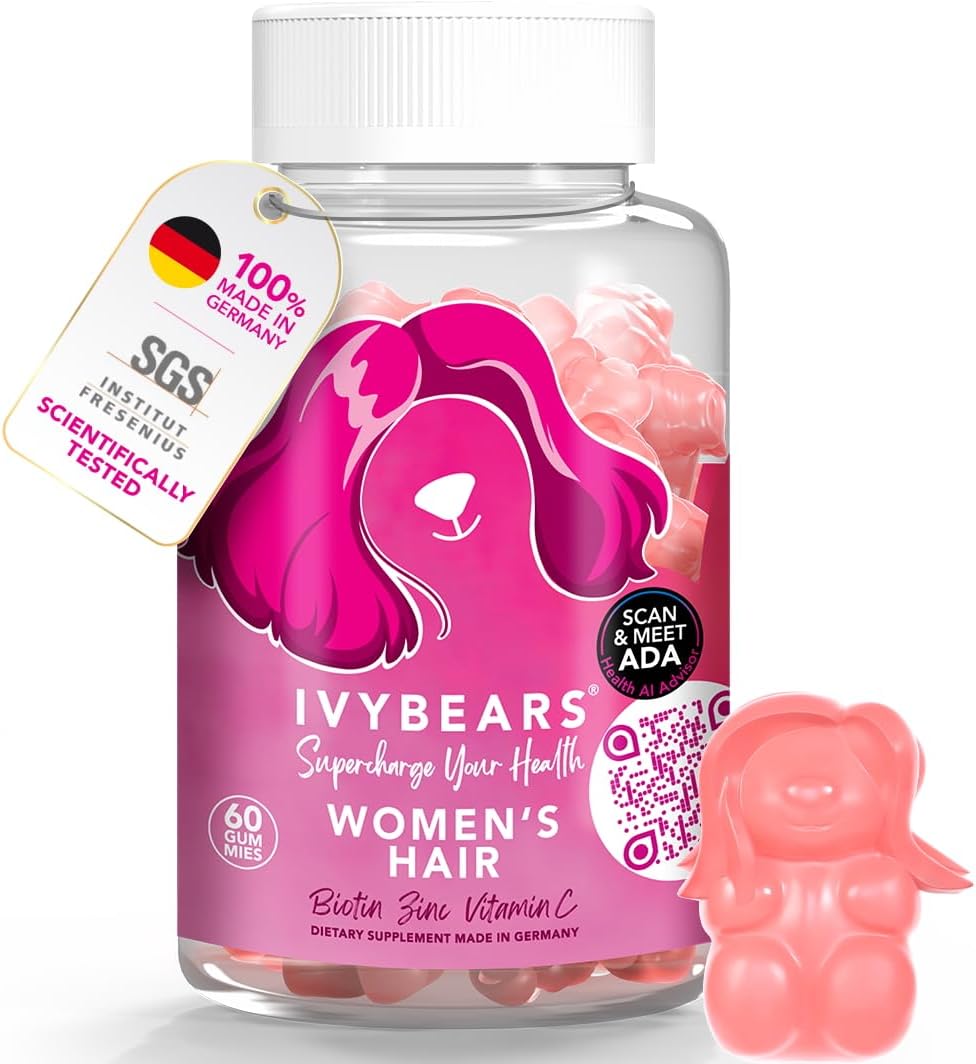 Biotin High Dose & Zinc High Dose - Accelerate Hair Growth with Vitamin B12 High Dose, Folic Acid & Vitamin B Complex High Dose - Gummy Bears for Hair - [KI-Health Advisor ADA] - Vegan