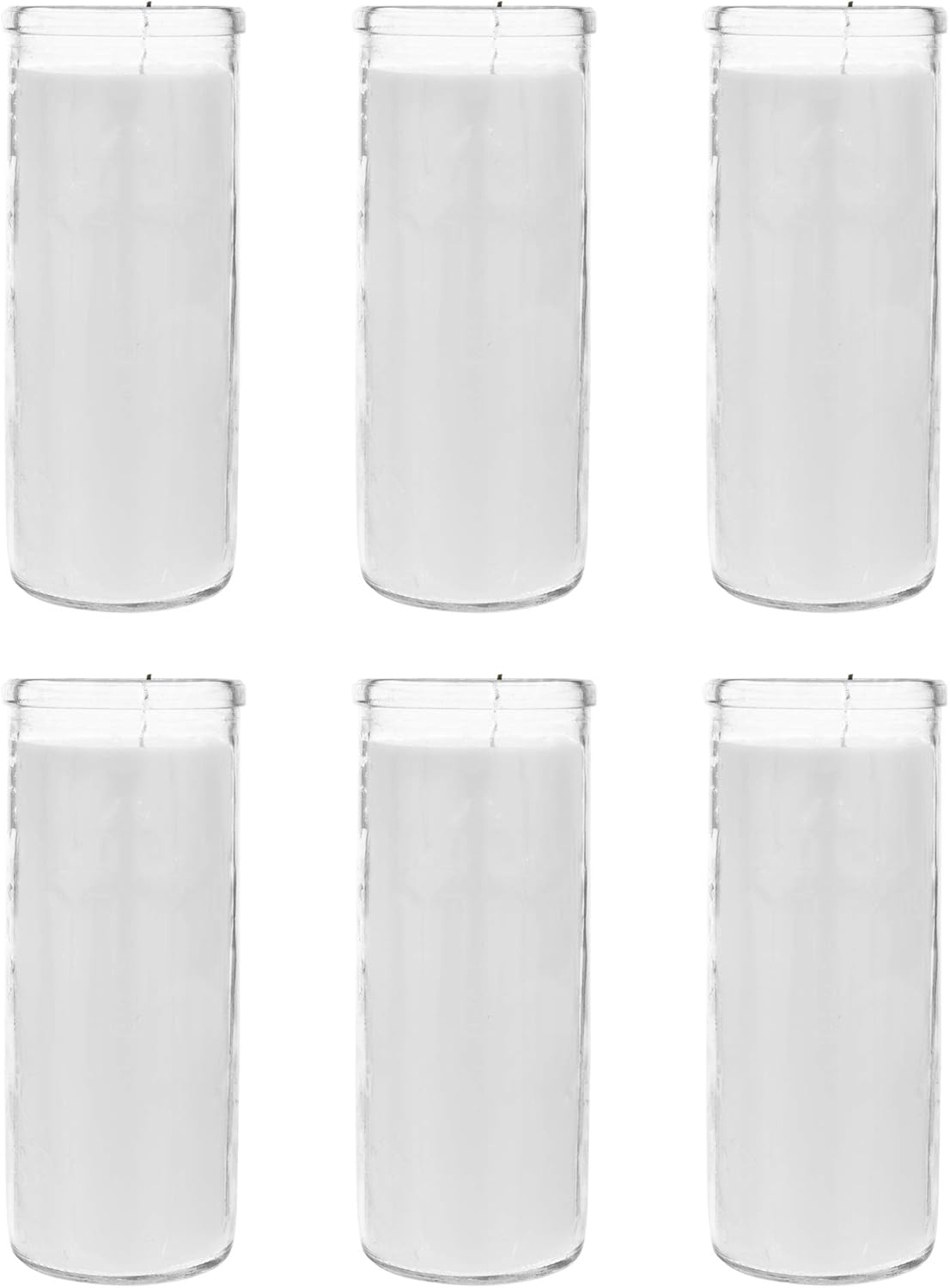 Mega Candles 6 pcs Unscented White Dual Cross Glass Container Altagraciano Devotional Prayer Candles, Premium Wax Candle 3 Inch x 7.25 Inch, Sanctuary, Vigils, Prayers, Blessings, Religious, Memorials