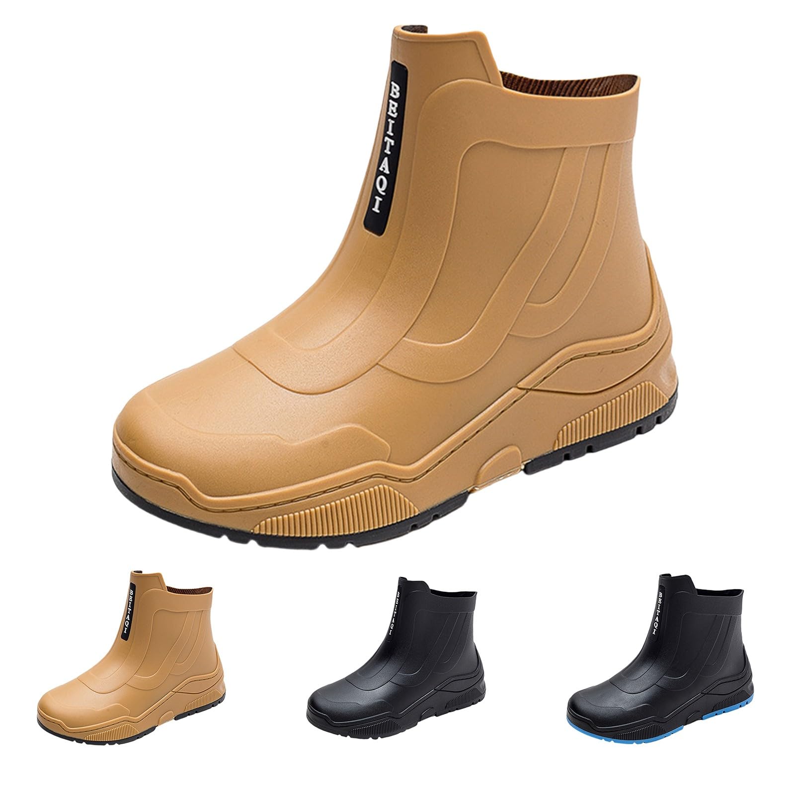 Scarpe da pioggia da uomo e da donna, in gomma, casual, alla moda, per attività all'aperto, lavoro, pesca, lavaggio auto, cucina, non sovrascarpe, blu, 43
