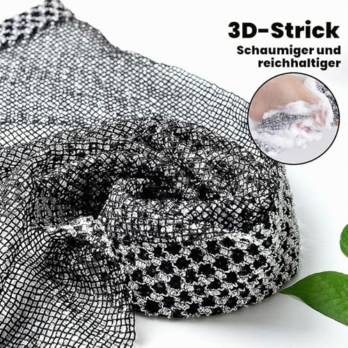 XIANZANDER Japanisches Peeling-Handtuch, Peeling-Duschtuch, extra langer Peeling-Waschlappen, Peeling-Körperschrubber für Männer und Frauen, Reinigung und Spa (schwarz)