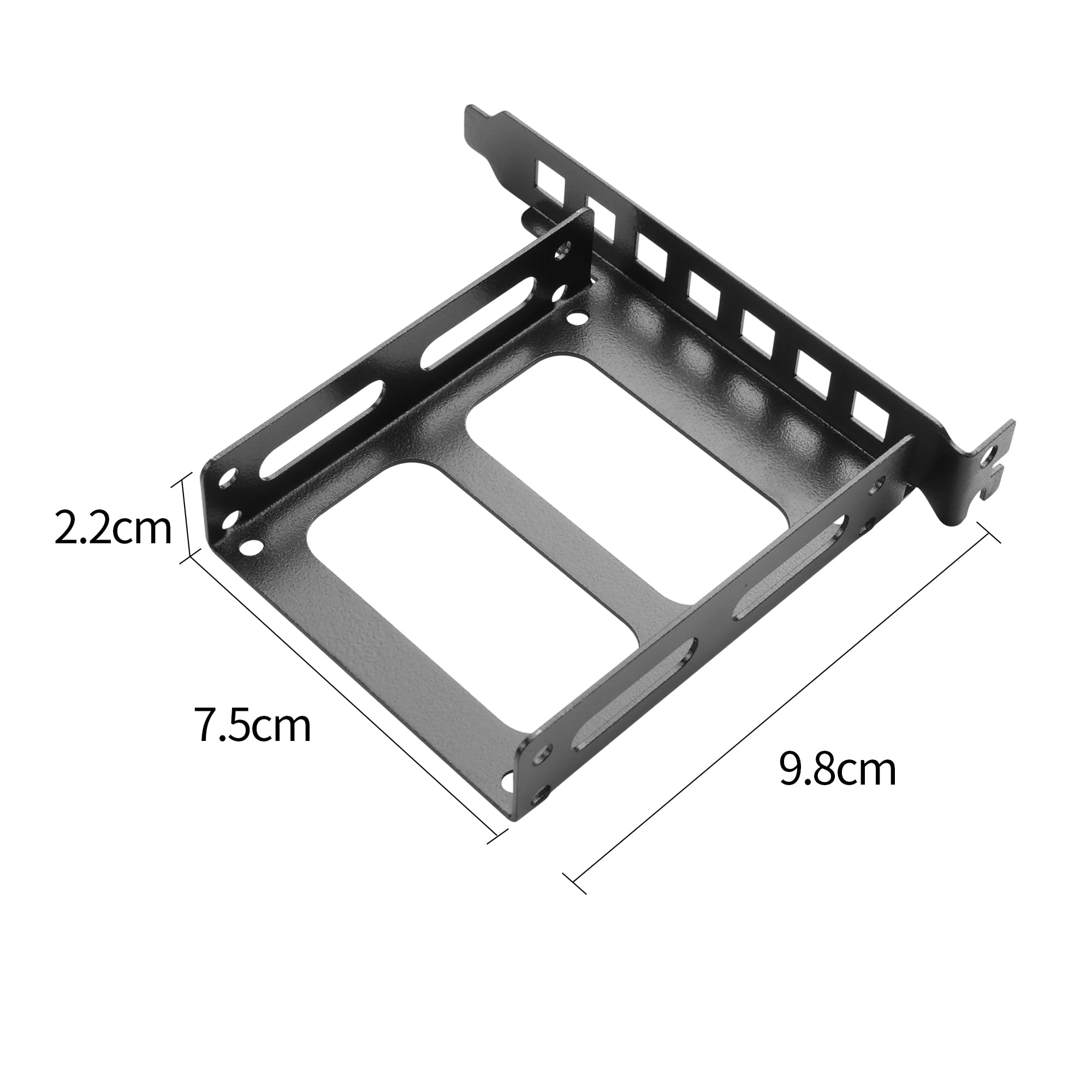 YAODHAOD Staffa di montaggio per pannello posteriore da 2,5 a 3,5", slot PCI per SSD PCI, 2 dischi rigidi interni da 2,5 pollici a PCI (nero 2,5", slot PCI da 12 cm)