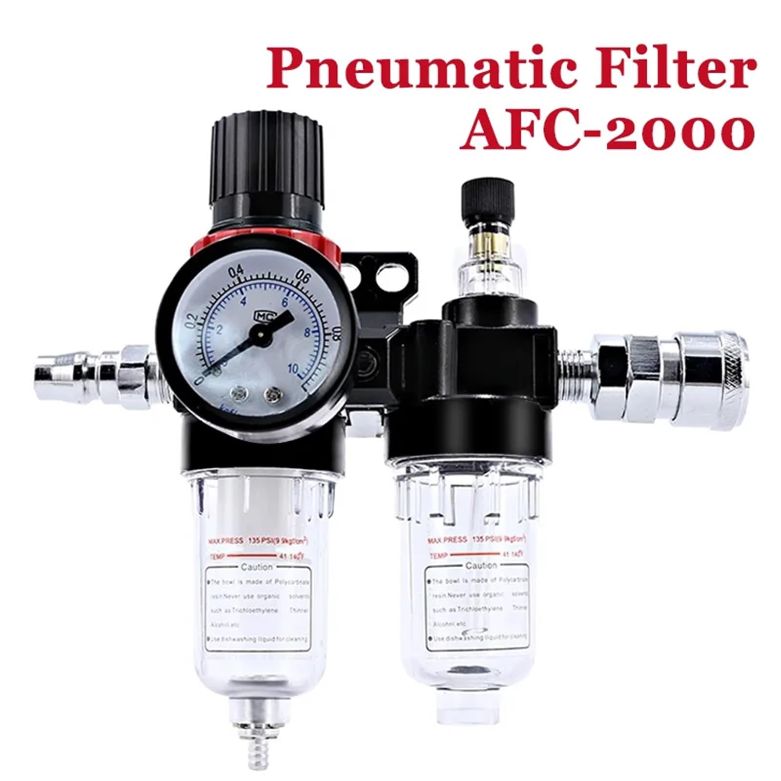 AFC2000 1/4 Compresor de aire Separador de agua y aceite Filtro regulador Trampa Válvula reductora de presión del aerógrafo(AFC2000,1 Set)