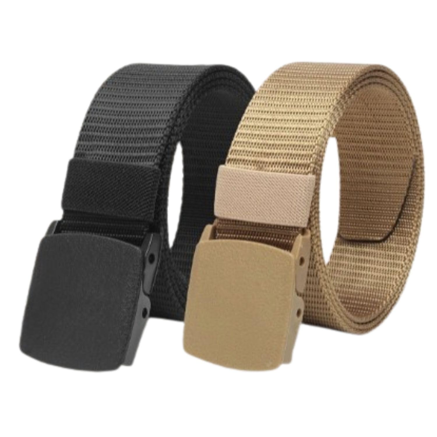 niddleman Men's Nylon Belt, Brown and Beige, Adjustable Casual and Formal Belt, Pack of 2-picture-31