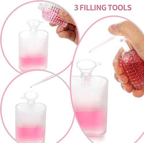 Miniatura 4 de Paquete de 4 botellas vacías de vidrio esmerilado de 1.7 fl oz1.69 onzas, atomizador de perfume, botellas de perfume vacías rellenables, atomizador