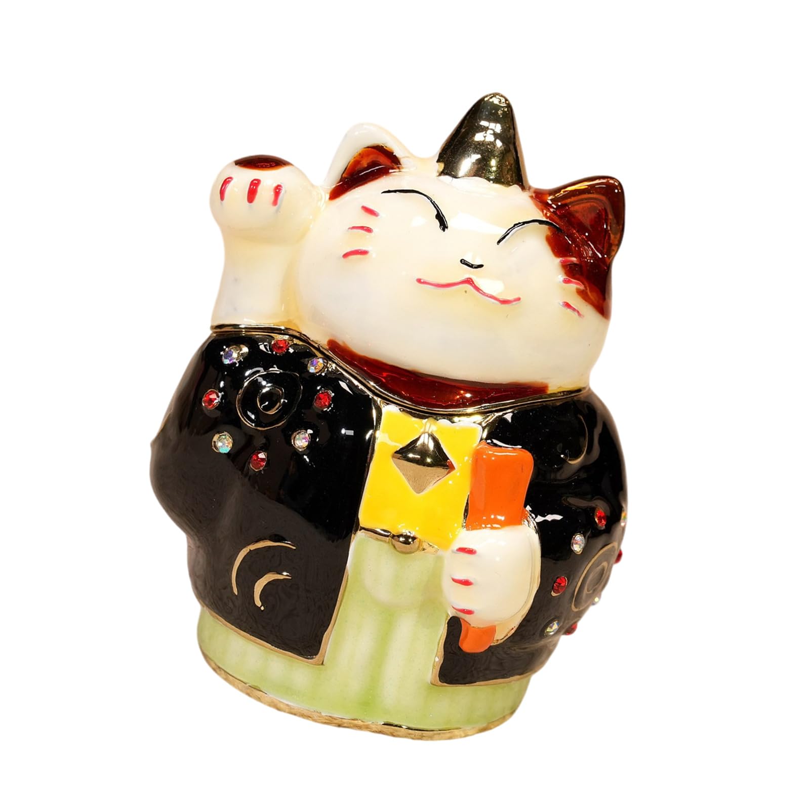 Piceioep Alloy Cats Themed Jewelry Organizers with Vibrant Enameled Colors and Compact Design Display Case Lucky Cats Trinket Box