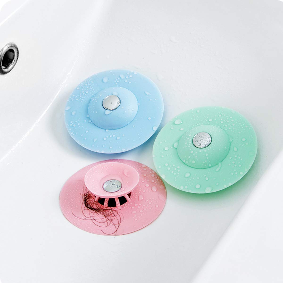 Clefairy Sink Stopper Silicone Bathtub Stopper,Kitchen Sink Drain Strainer,Bathroom Drain Plug Drain Stopper,Shower Drain Sink Cover with Hair Strainer, Color May Vary, 3-PCS (B098FC8QLQ) Amazon Price History, Amazon Price Tracker
