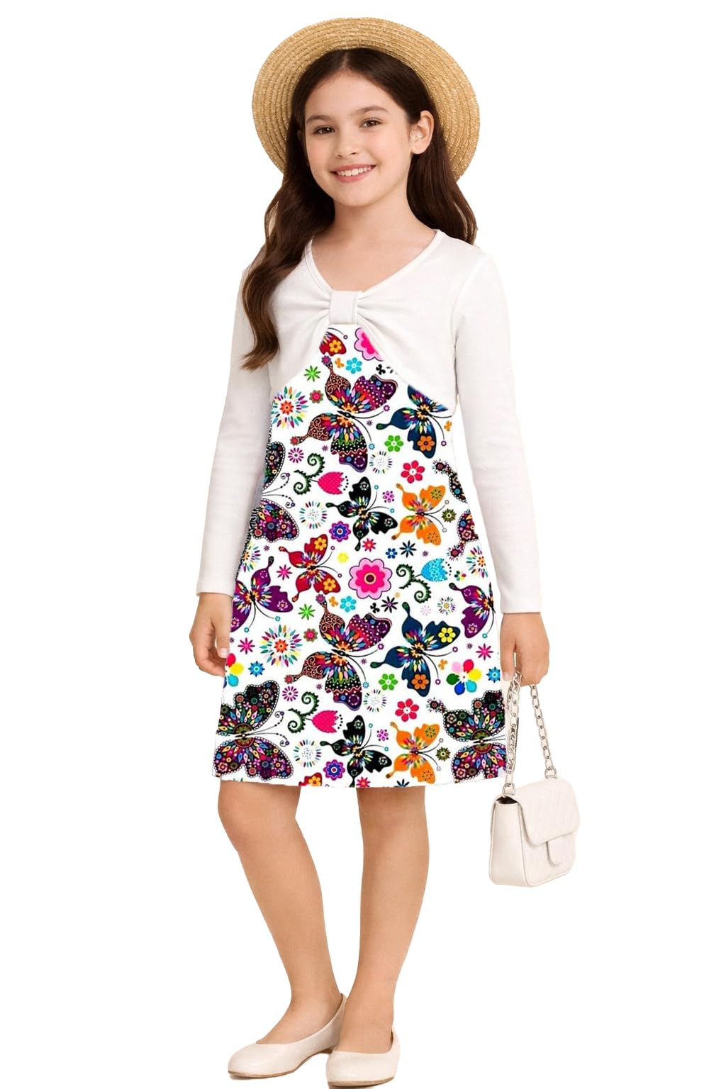 vogaan Girls Polyester Blend Floral Printed Dress | Casual Knee Length Dress for Kids | 3-15 Years-picture-42