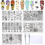 Nail Stamp Plates Set 5pcs Stamping Plates 1pcs stamper 1pcs scaper Nail Art Plates set Nail stamper...