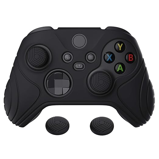 eXtremeRate PlayVital Samurai Edition Anti-Slip Controller Grip Silicone Skin for Xbox Core Controller, Ergonomic Protective Case Cover for Xbox Series S/X w/Thumb Grips - Black