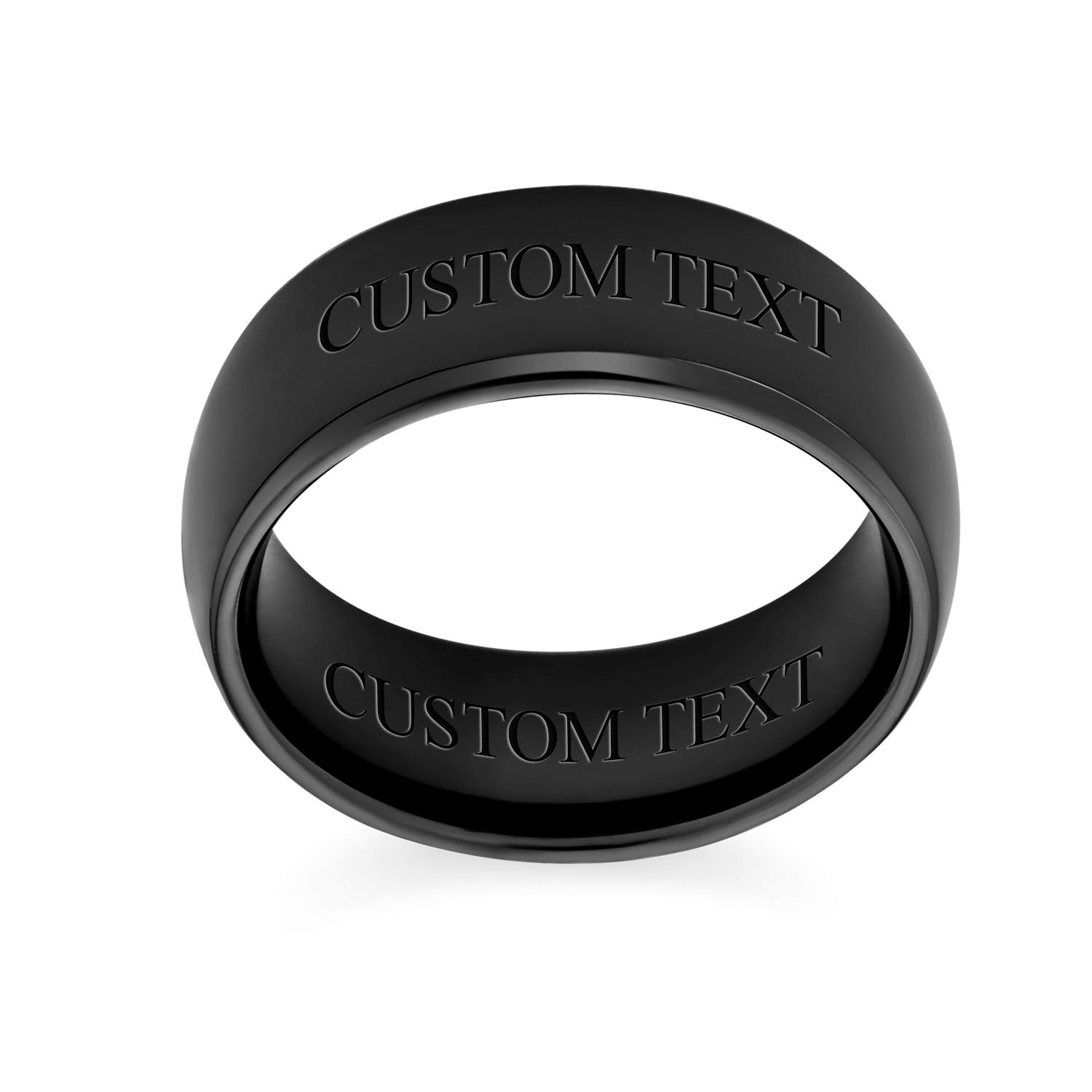 Bling Jewelry Anillo de boda de titanio para parejas, simple y ancho, en forma de cúpula, negro o plateado, para hombres y mujeres, ajuste cómodo, 8MM, talla 5-14