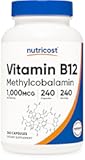 Nutricost Vitamin B12 (Methylcobalamin) 1000mcg, 240 Capsules - Vegetarian, Non-GMO & Gluten Free B12 Supplement