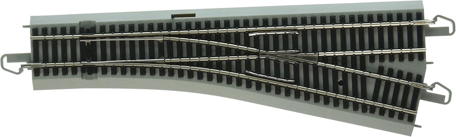 Bachmann Trains - E-Z COMMAND DCC EQUIPPED #4 TURNOUT – RIGHT - NICKEL SILVER E-Z TRACK With Grey Roadbed - HO Scale