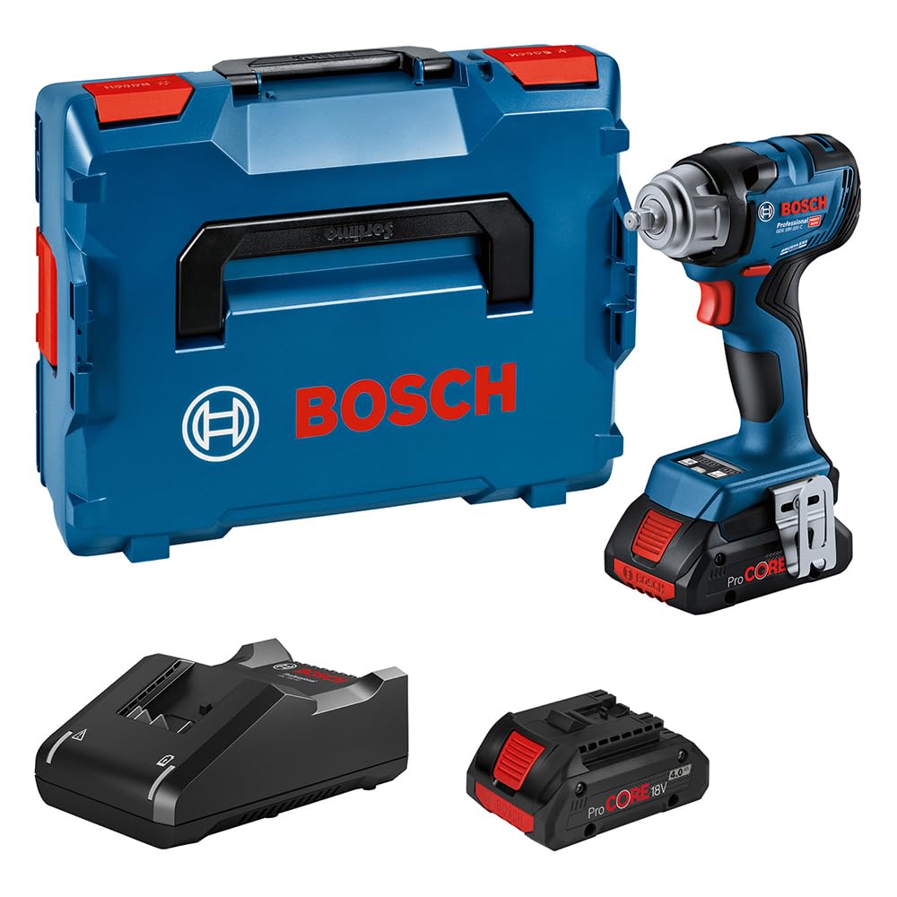 Bosch Professional 18V System boulonneuse sans-fil GDS 18V-320 C (couple serrage 320 Nm, couple décollement 540 Nm, 2 batteries ProCORE 4.0 Ah, chargeur GAL 18V-40, module Bluetooth GCY 42, L-BOXX)
