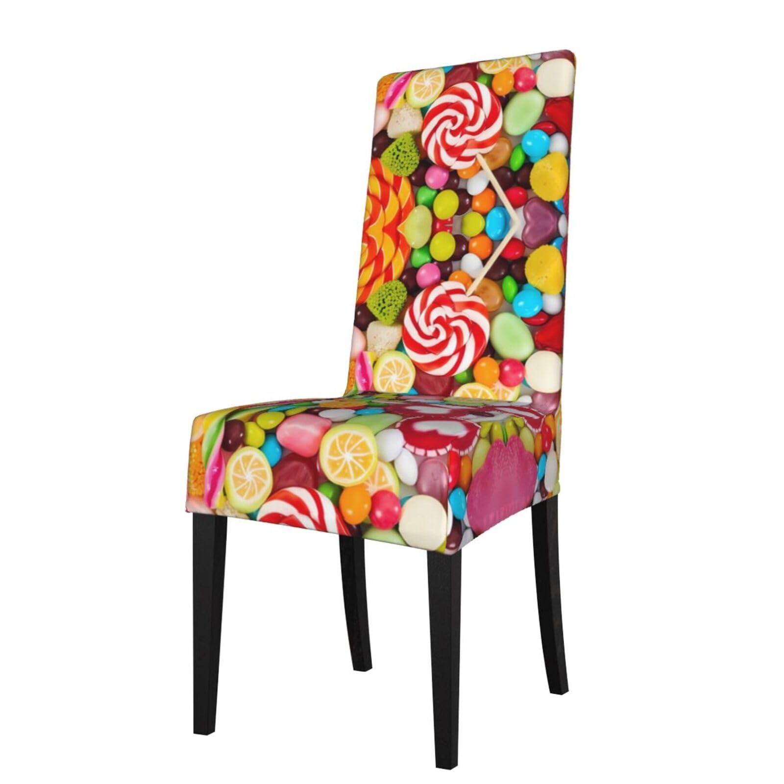 YYHWHJDE Lollipops Pattern Prints Protection Cover for Dining Chair – Stretchable Slipcovers for a Refreshing Dining Room Makeover