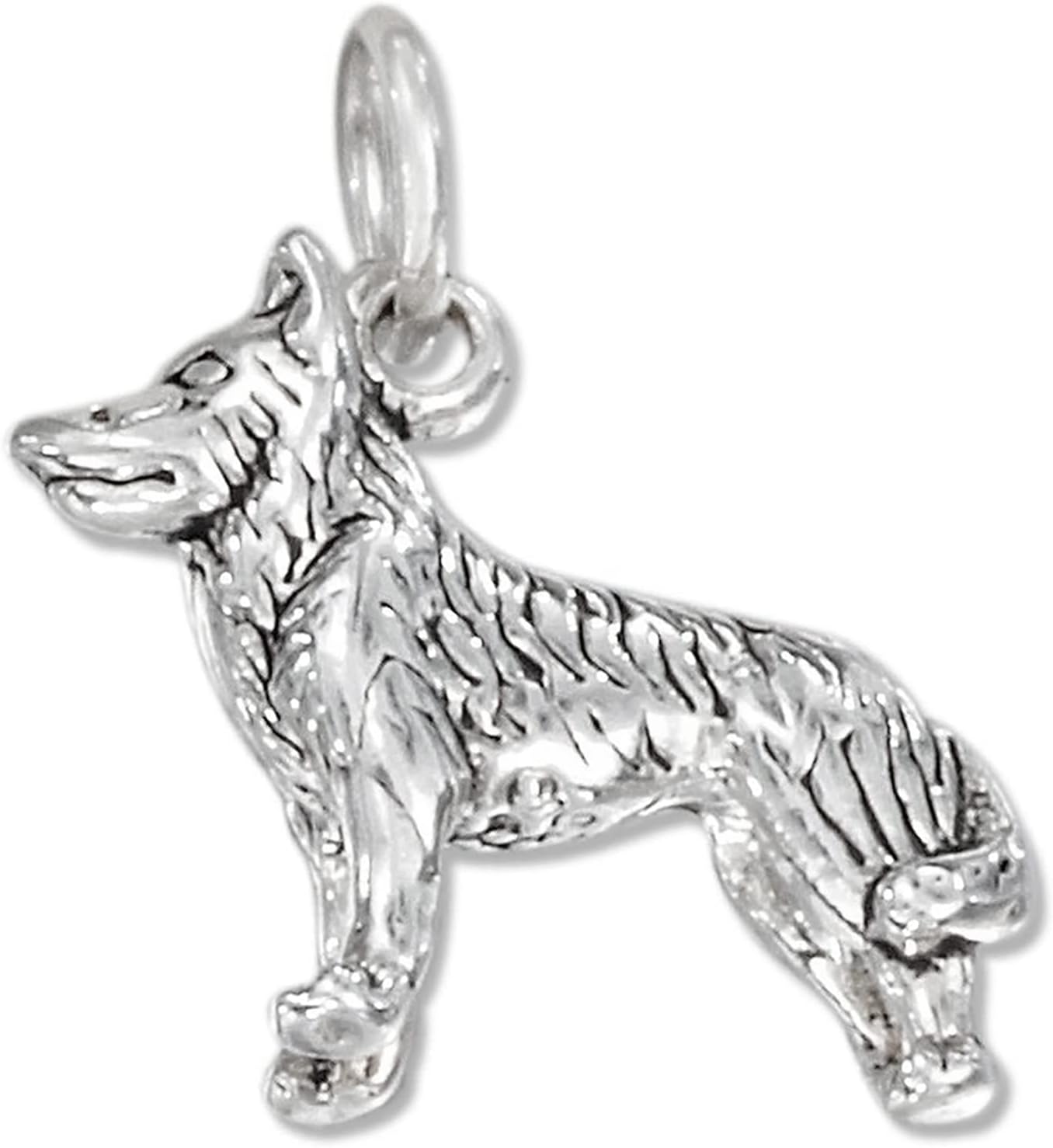 TI Siberian Husky Sled Dog Spitz 3D 925 Solid Sterling Silver Charm Pendant Bracelet Jewelry Making Supply