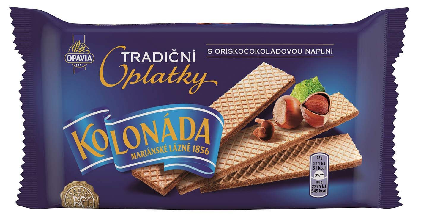 OPAVIA Kolonáda Lot de 22 paquets de 140 g de gaufres avec garnissage au chocolat noisette