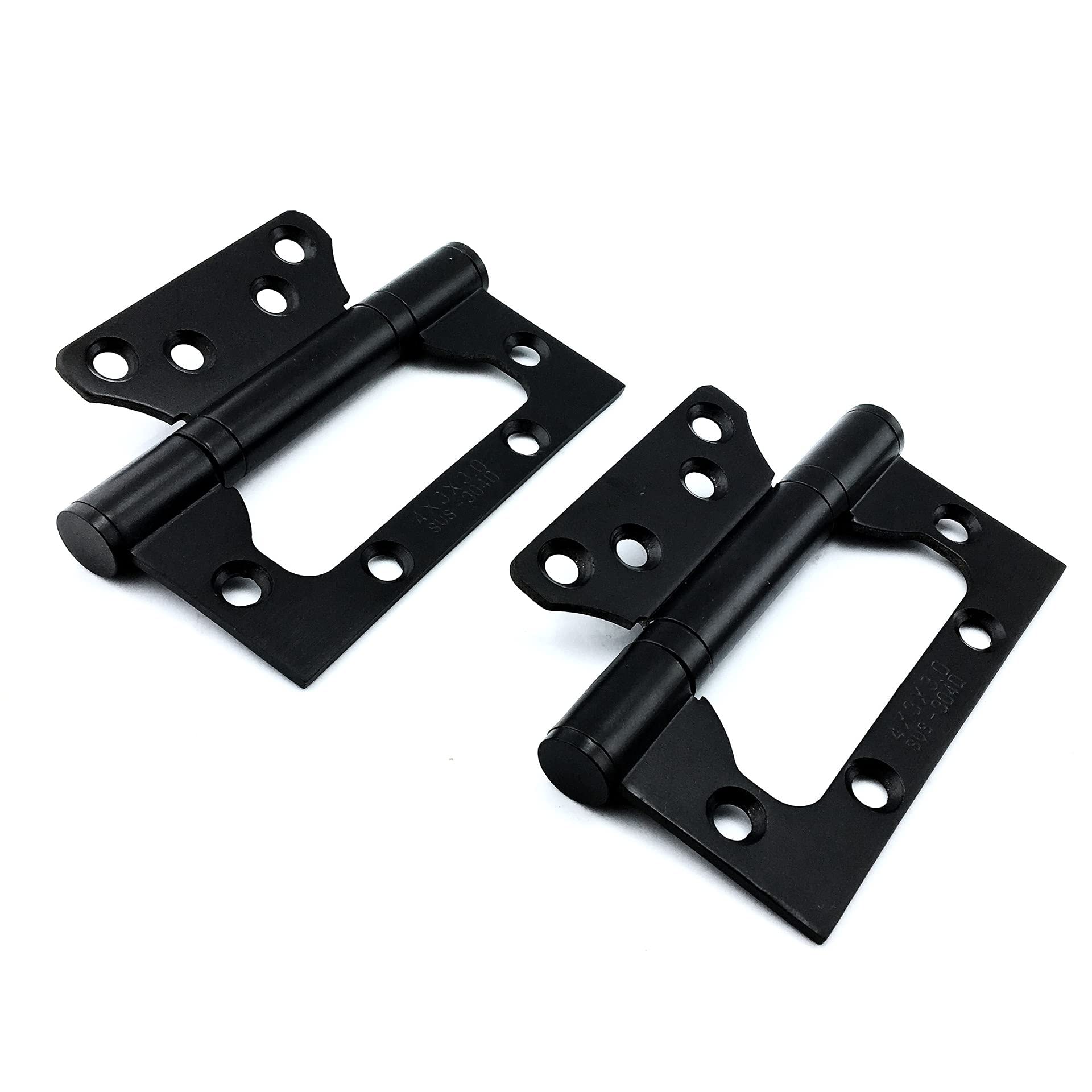 6 piezas con tornillos de montaje, bisagras de acero inoxidable de 4 x 3 pulgadas, bisagras de puerta de embutida, bisagras de gabinete de muebles vintage, negro (negro)