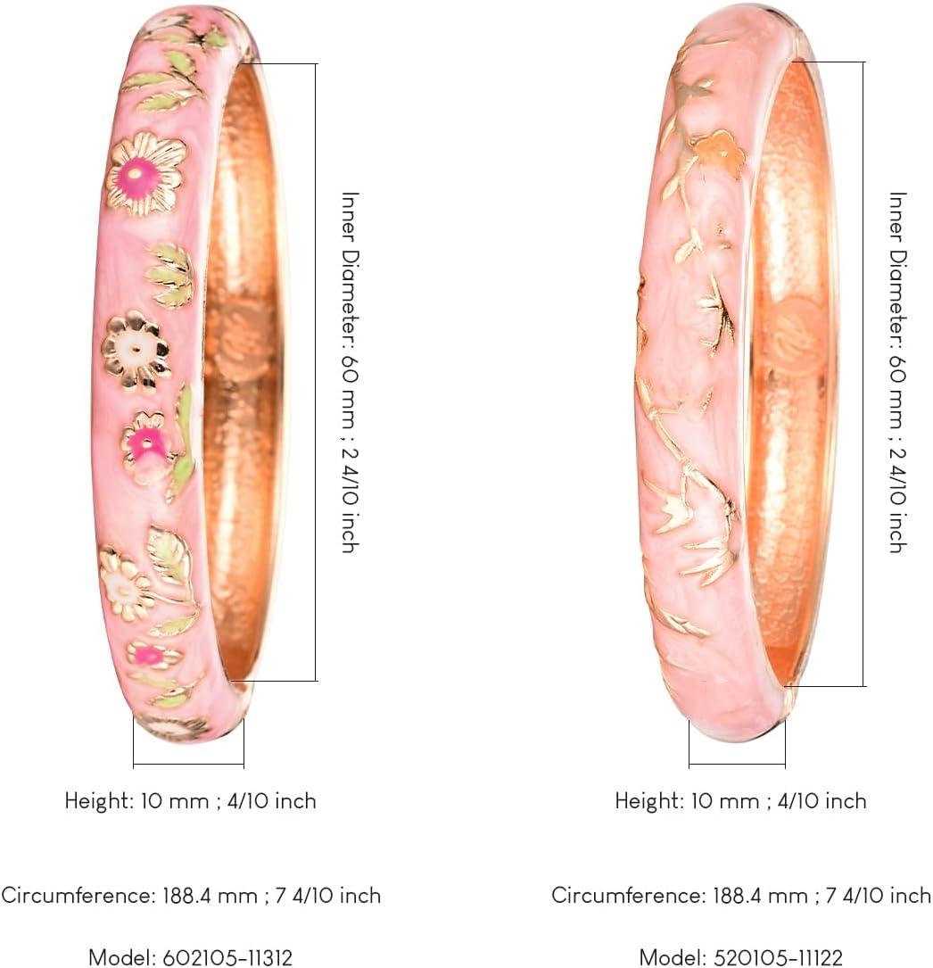 UJOY Bangles Bracelets Gorgeous Enameled Flower Cloisonne Plated Indian Jewelry Sets Box for Womens Gift - Image 3