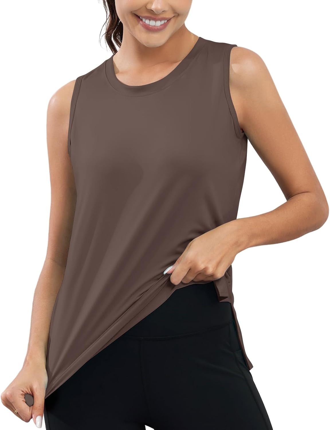 KevaMolly Workout Tank Tops for Women UPF50+ Breathable Athletic Running Shirts Sleeveless Tank Yoga Tops with Slit