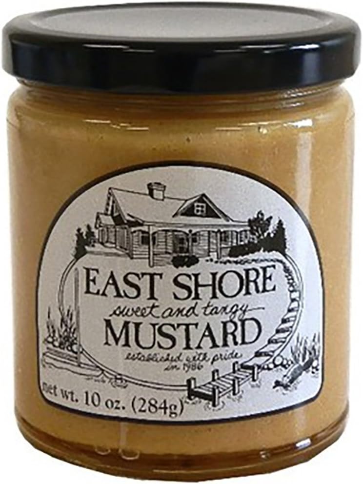 East Shore Sweet & Tangy Mustard – Gourmet Yellow Mustard for Pretzels, Sandwiches, Glazes & Marinades – Bold Dipping Mustard – No Preservatives – 10 oz Glass Jar – Made in Wisconsin