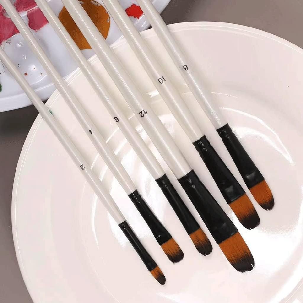 Pearl Painting Brushes 6 Two-Color Nylon Bristle Paintbrush Set Art Slant Peak