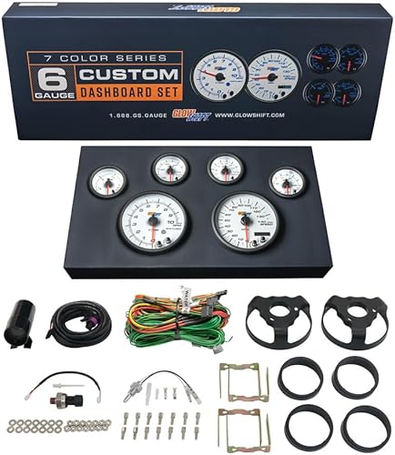 GlowShift Juego de tablero de instrumentos personalizado de 7 colores, calibre 6, velocímetro y tacómetro de 3-3/4 pulgadas (3.740 in), nivel de