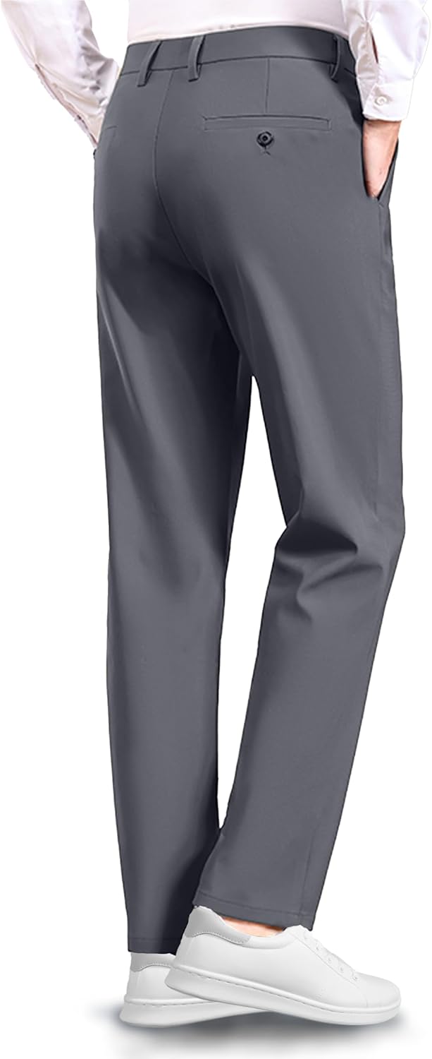 Safort Mens Golf Pants Dress Work Stretch Slim Slacks Classic Fit Comfy Straight Leg Casual Trousers with Pockets - Image 3
