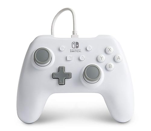 PowerA Wired Controller for Nintendo Switch - White, Gamepad, Wired Video Game Controller, Gaming Controller - Nintendo Switch