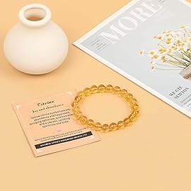 AD Beads Handmade Gemstone Stretch Elastic Bracelet Crystal Healing Reiki Nature\'s Beauty and Spiritual Essence Unisex (8mm, Citrine (Joy and abundance))