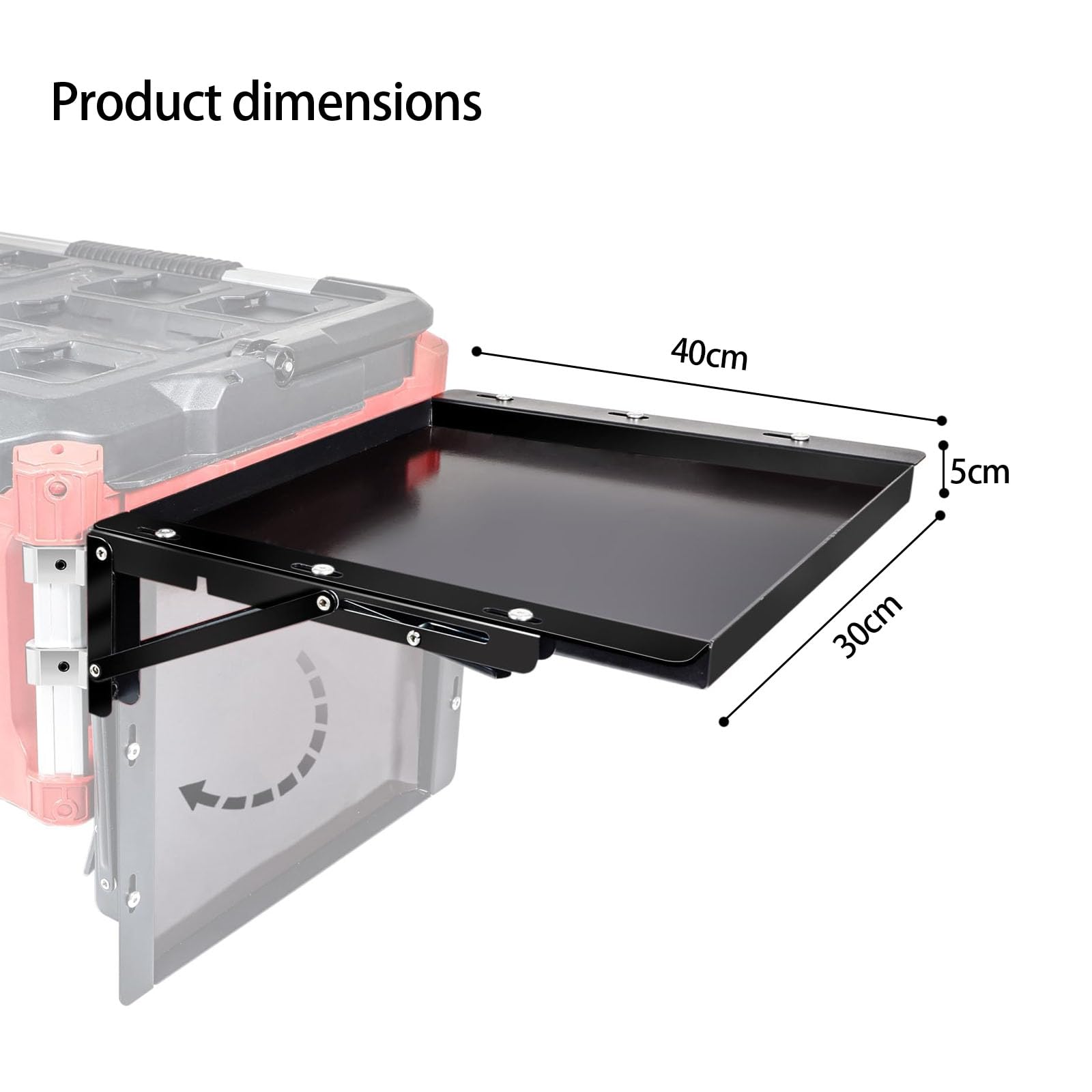 Banco de trabajo plegable con bandeja de herramientas extraíble para caja de almacenamiento, capacidad de 100 libras, banco de trabajo plegable de aluminio resistente con panel para almacenamiento de