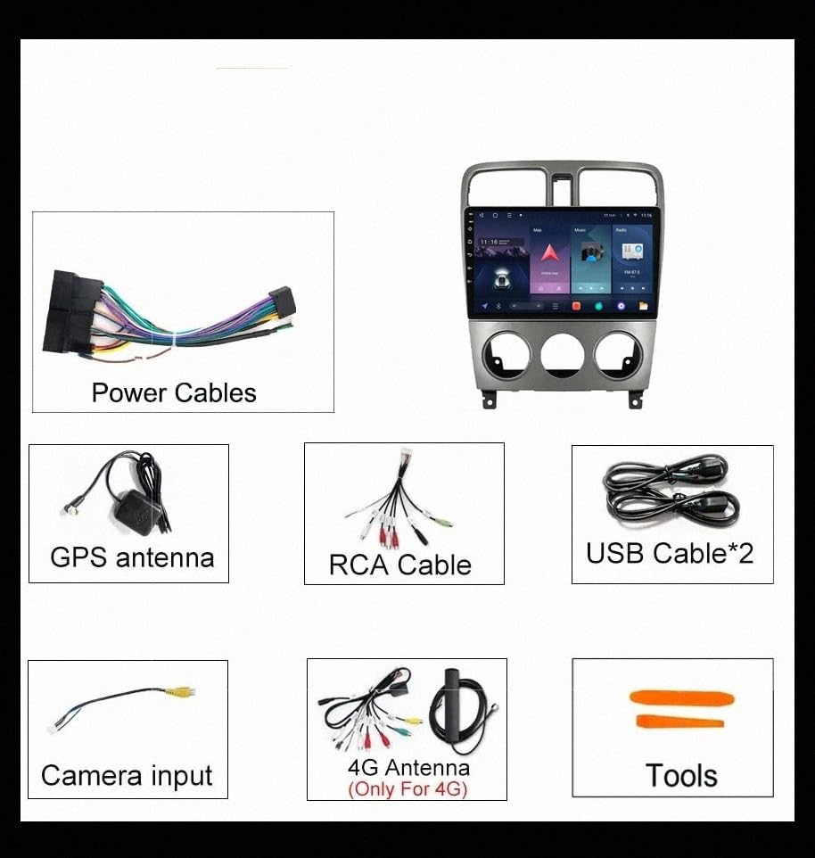 Radio Coche 2 DIN Subaru Forester 2002-2008 Carplay Inalámbrico Mirror Link Cámara Trasera 32G 7