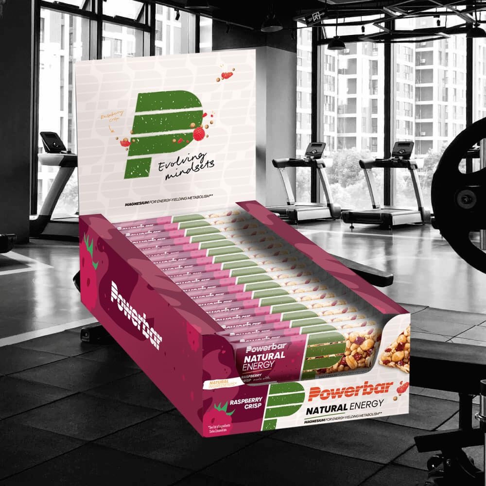Powerbar Natural Energy Cereal Bar + Magnesium (18x40g) Raspberry Crisp - Batony - Batony energetyczne