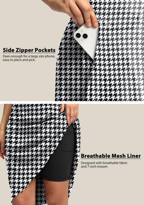 Viodia 25" Knee Length Skorts Skirts for Women with Zipper Pockets Stretchy Modest Aline Midi Skort for Casual Summer Travel - Image 5