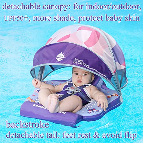 With Canopy And Tail 2023 New Mambobaby Non Inflatable Baby Pool Float Baby Swim Float Solid Adjustable Mambo Swimming Float Smart Swim Trainer Infant Swim Ring #TOP3